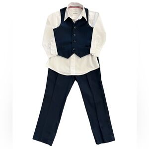 Gioberti Boy's Navy 2 Piece Formal Set and White French Toast Long Sleeve Shirt